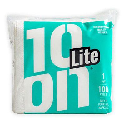 10 on Lite 1 Ply Super Cocktail Tissue Paper Napkins - 22 X 22 CM / 9 x 9 Inch - 100 Paper Napkins Per Pack - Pack of 8-800 Tissue Paper