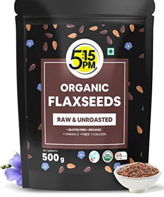 5:15PM 100% Certified Organic Flaxseeds - Raw & Unroasted Flax Seeds for Eating - 500g