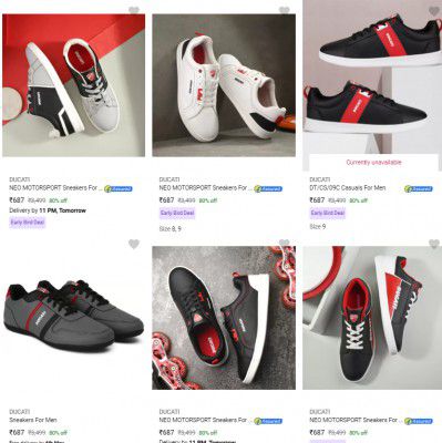 Loot : Flat 80-82% Off On Ducati Shoes.