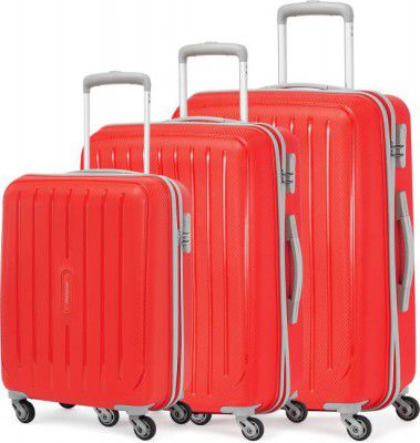 ARISTOCRAT Hard Body Set of 3 Luggage - Photon Strolly Set 55+65+75 360 Fir - Red