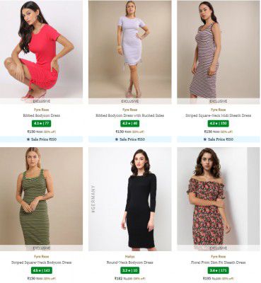 Ajio: Women's Dress Starts ₹200| Upto 75% Off