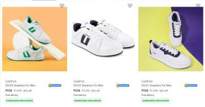 Campus Men’s Casual Shoes Upto 63% OFF