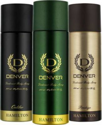 Denver Hamilton, Prestige and Caliber Combo Deodorant Spray - For Men (600 ml, Pack of 3)