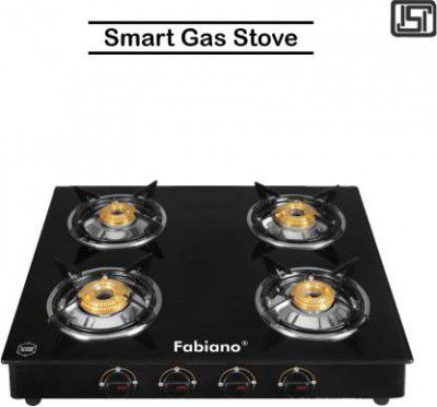 Fabiano 4 Burner-Smart-Glass Manual Ignition ISI Certified Gas Stove