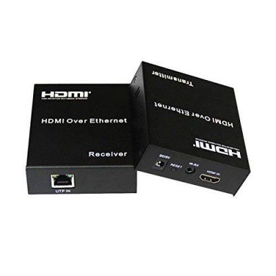 HDMI RJ45 CAT5E CAT6 Extender/Repeater Transmitter Receiver Over LAN (120M, Black)