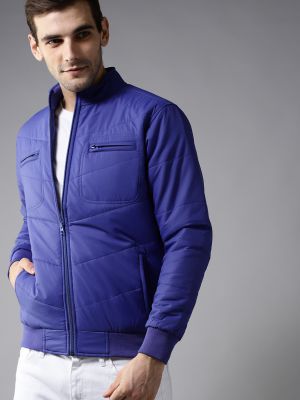 HERE&NOW Men Blue Solid Bomber Jacket