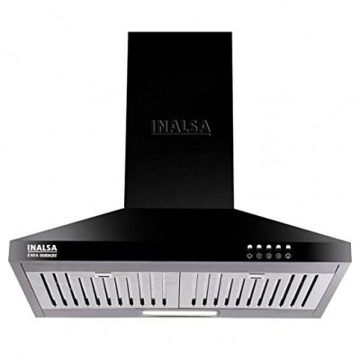 INALSA 60 cm, 1050 m3/hr Kitchen Chimney Enya BKBF with Stainless Steel Baffle Filters, Push Button Control