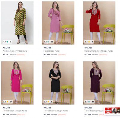 Kalini Kurtas Upto 90% Off | Starts ₹269