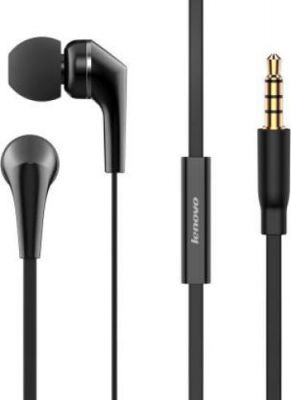 Lenovo Stereo Earbuds Mic LS 118 Wired Headset (Black, Wireless in the ear)