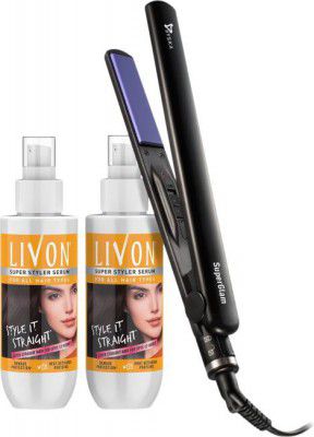 Livon Super Styler Serum - 100 ml & Syska Hair Straightener | (Pack of 2)