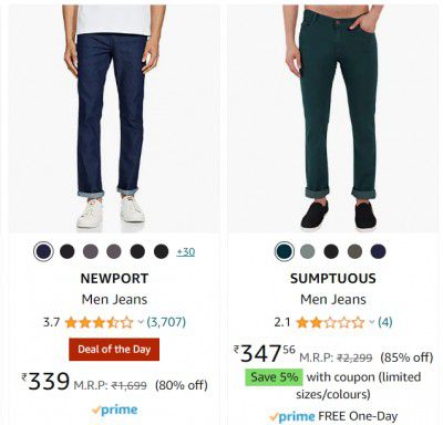 Men's Jeans at minimum 80% off