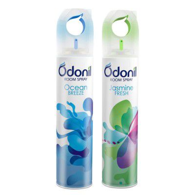 Odonil Room Air Freshener Spray - 440ml Combo (Pack of 2, 220ml each) | Jasmine Fresh & Ocean Breeze