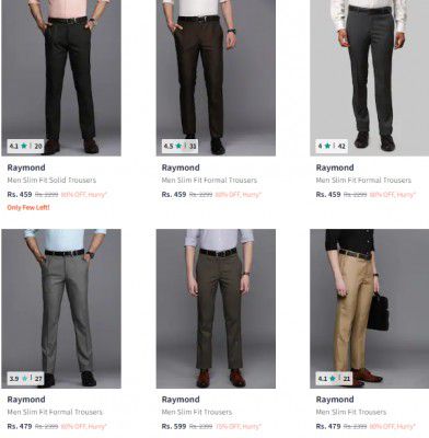 Raymond Trousers Minimum 70% Off