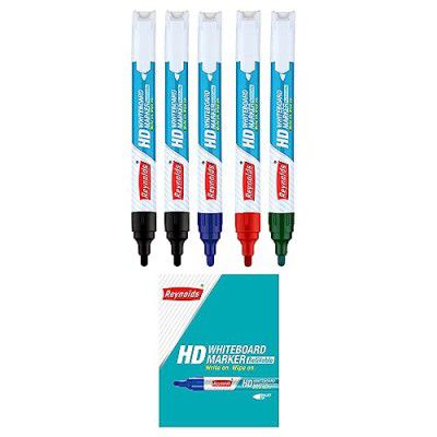 Reynolds HD WM 5 CT POUCH, 2 BLACK, 1 BLUE, 1 RED & 1 GREEN |  | Easily Erasable Ink | MultiColour