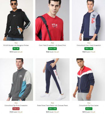 Upto 73% Off On Fila Men's Clothing