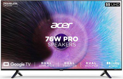 Acer H PRO Series (55 inch) Ultra HD (4K) LED Smart Google TV 2023 Edition with 76W PRO Speakers, MEMC (AR55GR2851UDPRO)