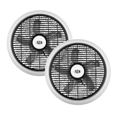 ACO Turbo Cabin Ceiling fan with Rotating Grill l Power Saving l Anti Rust Body (White-Grey) Pack of 2