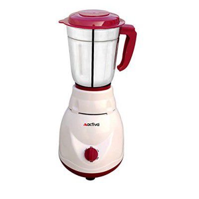 ACTIVA Plastic Pluto 1 Jar 500 Watts Mixer Grinder With 2 Years Warranty, White