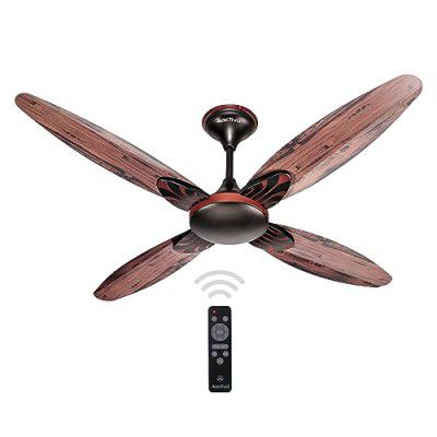 ACTIVA Premium Series Lotus 1200 MM Noiseless 380 RPM High-Speed BLDC Motor (28 Watts) Remote control Wood Ceiling Fan Wooden Finish come 5 Years Warrant (SmokeWood)