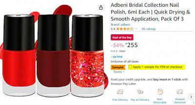 Adbeni Bridal Collection Nail Polish, 6ml Each | Quick Drying & Smooth Application, Pack Of 3