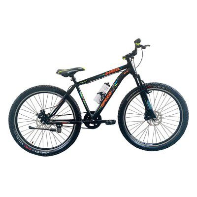 ADDO Bikes Unisex-Adult Speed-X 27.5T 2.35 Tyres 18 Steel Fixed-Gear Bike City Bike Single Speed Cycle Dual Disc Brakes with Bottle & Bottle cage Ideal for 14+ yrs Height: 5ft 2inch 6ft - Black