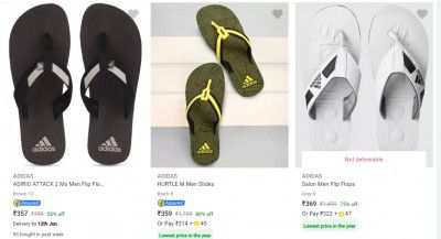 Adidas Men’s Slippers & Flip Flops Upto 80% Off 