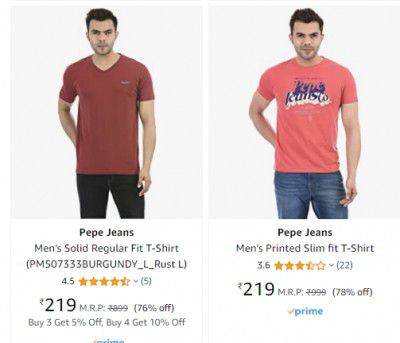 Adidas, Puma, Pepe Jeans & Reebok Men's Clothing at Minimum 70% off