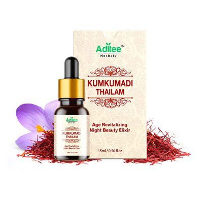 Aditee Herbals Kumkumadi Tailam Oil Improves Skin Glow And Complexion , Removes Dark Circles , Wrinkles , Fine Lines , Blemishes And Pigmentation Enriched With Kumkuma (Saffron) | Night Face Serum For