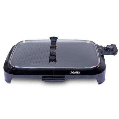 AGARO 1600 Watt Barbeque Non-Stick Electric Griller Toughened Glass Lid BBQ Grill