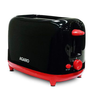 AGARO - 33406 Olympia 750-Watt 2-Slice Pop-Up Toaster with 7 Toasting Settings & Removable Crumb Tray (Black)