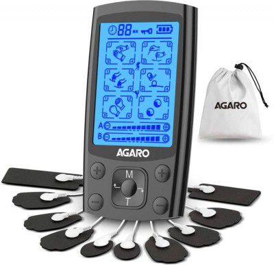 AGARO 33536 Dual TENS physiotherapy, 24 Modes, 20 Level of Intensity, for Pain relief Massager  (Black)