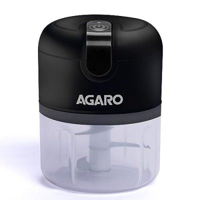 AGARO Elite Mini Electric Chopper, Stainless Steel Blades, One Touch Operation, for Mincing Garlic, Ginger, Onion, Vegetable, Meat, Nuts, 250 Ml, Black