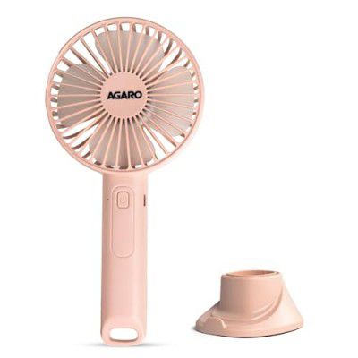 AGARO Elite Mini Fan, 4 inches, Rechargeable Lithium-Ion with 2000 mAh Battery, 3 Speed Option and Table Dock Fan