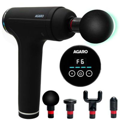 AGARO Galaxy Gun Massager, 4 Heads, 6 Speed, Rechargeable, Handheld, Percussion Muscle Massager