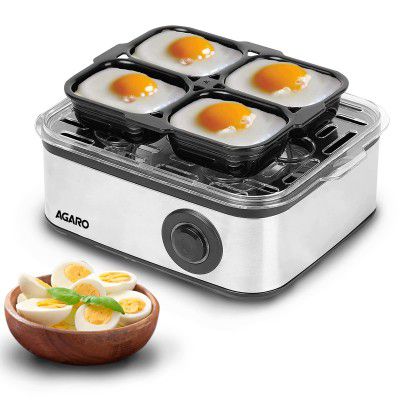 AGARO Grand Egg Boiler and Poacher,2-in1 Boils 8 Eggs, Poach 4 Eggs, Steamed Vegetables