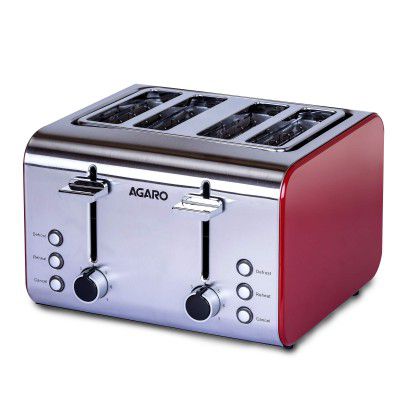 AGARO Grand Stainless Steel 4 Slice Pop-up Toaster with Dual Control of Cancel