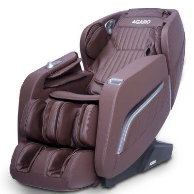 AGARO MC7012 Full Body Massage Chair, Zero Gravity Recliner, AI Voice Control, Handrail Shortcut Key, SL Track, Bluetooth, Rolling, Kneading, Tapping, Air Compression Massage, Lukewarm Heat, Brown