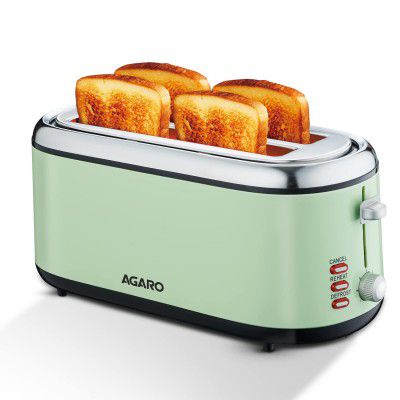 AGARO Royal 4 Slice Stainless Steel Pop Up Toaster 1450 Watts