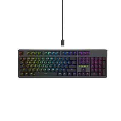 AirCase Archer Tech Lab Outemu Blue Keys Gaming Mechanical Keyboard with Anti Ghosting Keys, 21RGB Modes & Foldable Stand, Detachable Braided USB C Type Cable