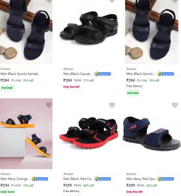 Airson Men’s Sandals & Floaters Starts Rs 284 | Upto 85% Off