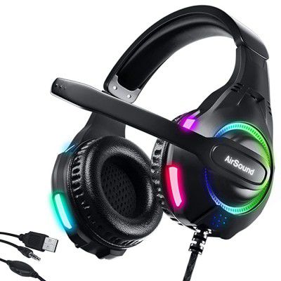 AirSound Alpha-5 Stereo Gaming Headset for Noise Cancelling Over-Ear Headphones with Mic