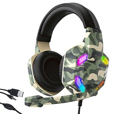 AirSound Alpha-6 Stereo Gaming Headset for Noise Cancelling Over-Ear Headphones with Mic, RBG LED, Bass Surround, Soft Memory Earmuffs