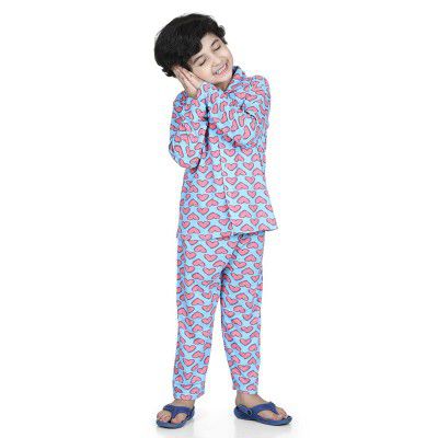 AJ DEZINES Kids Printed Night Suit for Boys, Cotton Shirt & Pajama Set