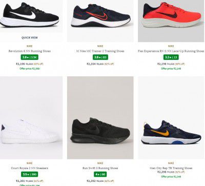 Ajio Footwear Loot : Upto 62% off on Nike Men's Shoes