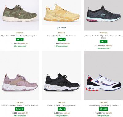 Ajio Footwear Loot : Upto 80% off on SKECHERS Women's Shoes