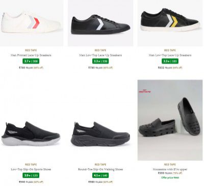 Ajio Footwear Loot : Upto 85% off on RED Tape Men's Shoes | Starts Rs 780