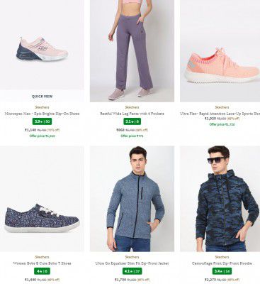 Ajio : Skechers Clothing & accessories Upto 70% Off