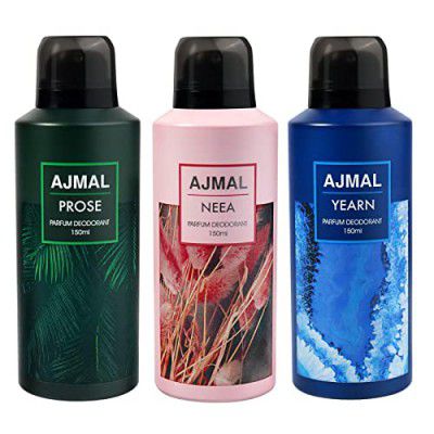 Ajmal Prose, Neea, and Yearn Deodorant Perfume 150ML Each Long Lasting Spray Gift 
