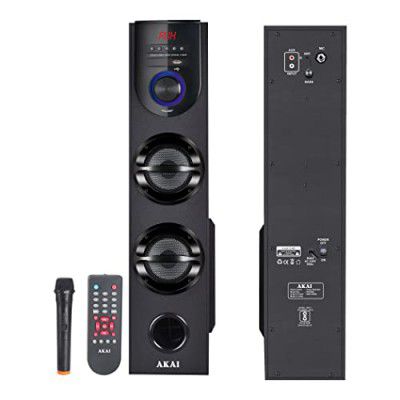 AKAI HA-TS60 60W Bluetooth Tower Speaker Full Control Remote Led Display USB FM Party Speaker