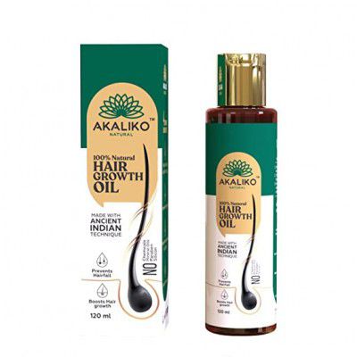 Akaliko Natural Hair Oil for Hair Fall Control & Growth | Repairs Damage & Hair Thinning | 5 Natural Ingredients - Black Cumins, Avla, Coconut, Almonds, Curry Leaves For Men & Women (120 ml)